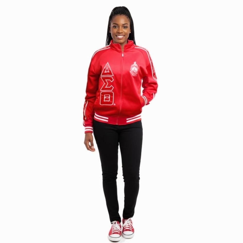 (M) DST Greek Apparel Red Zip Up Track Jacket